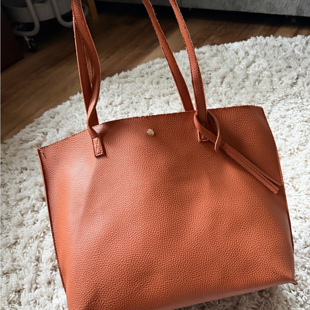 Elegant Tan Leather big cute fashion stylish Tote Bag - Picture 1 of 4